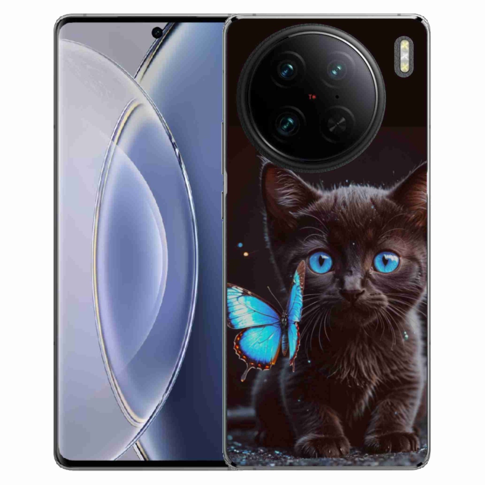 Gélový kryt mmCase na Vivo X90 Pro - čierne mačiatko 3