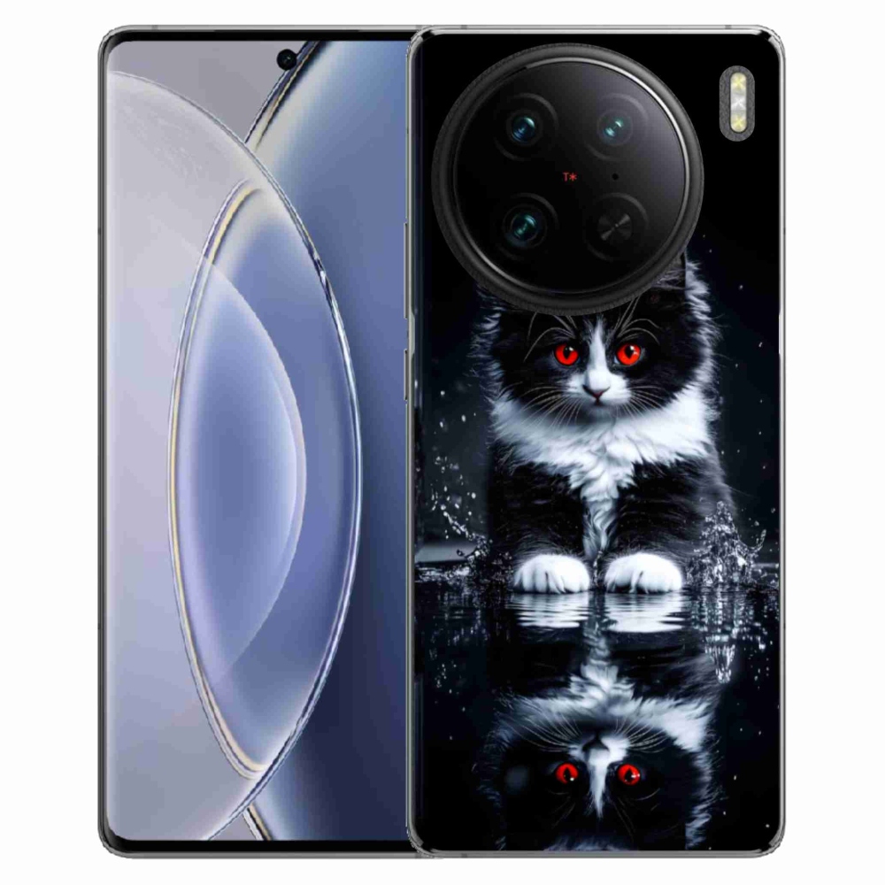 Gélový kryt mmCase na Vivo X90 Pro - čiernobiele mačiatko