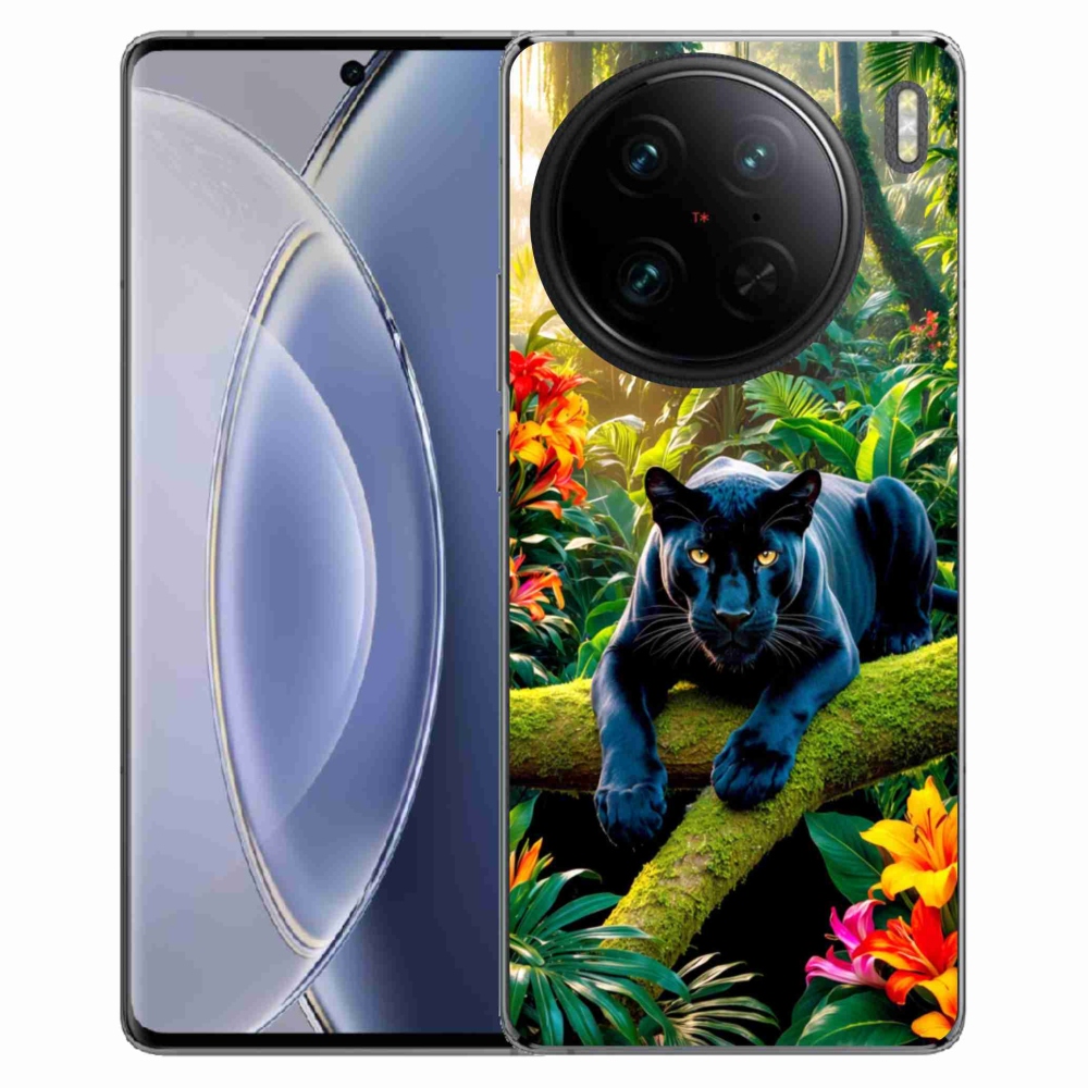 Gélový kryt mmCase na Vivo X90 Pro - čierny panter v džungli