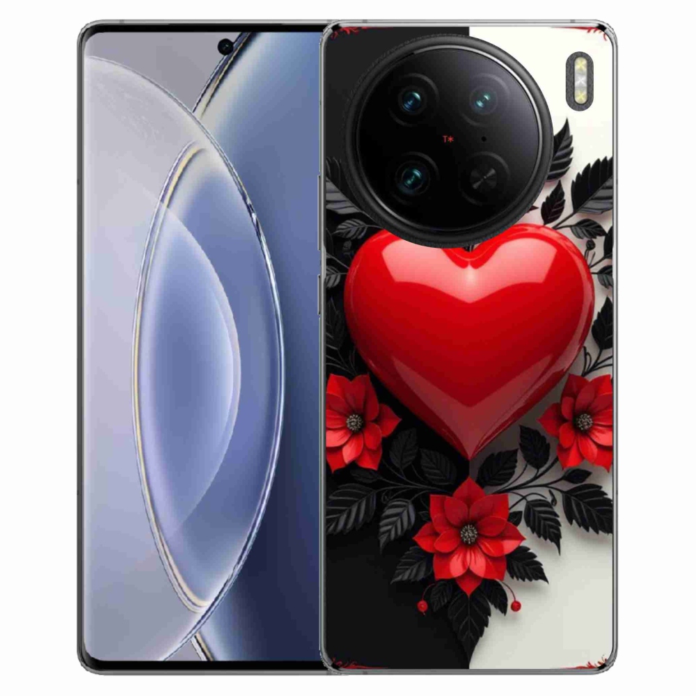 Gélový kryt mmCase na Vivo X90 Pro - červené srdce