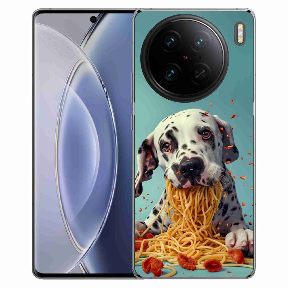 Gélový kryt mmCase na Vivo X90 Pro - dalmatín a špagety