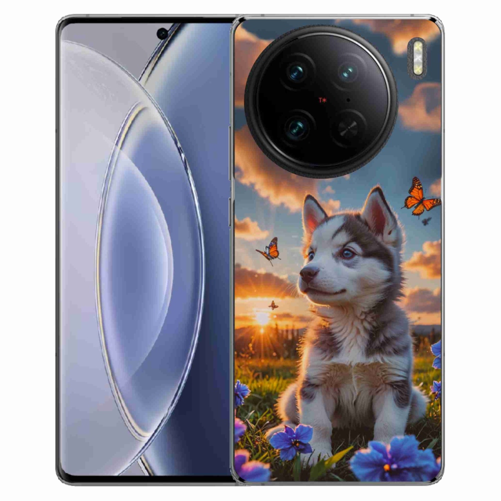 Gélový kryt mmCase na Vivo X90 Pro - husky pri západe slnka