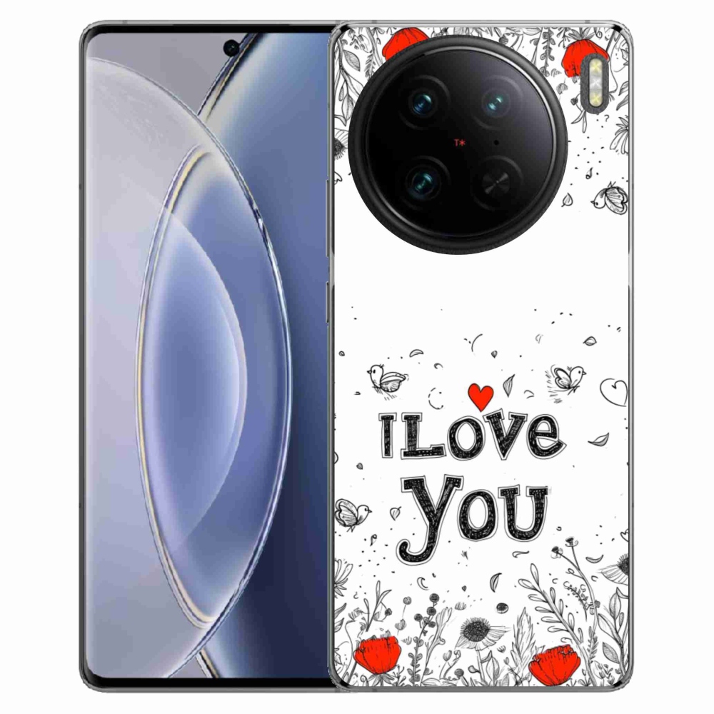 Gélový kryt mmCase na Vivo X90 Pro - I love you biele pozadie