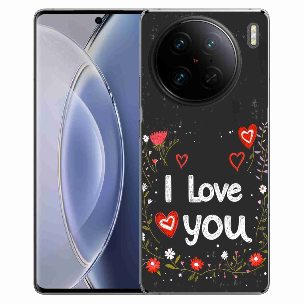 Gélový kryt mmCase na Vivo X90 Pro - I love you čierne pozadie