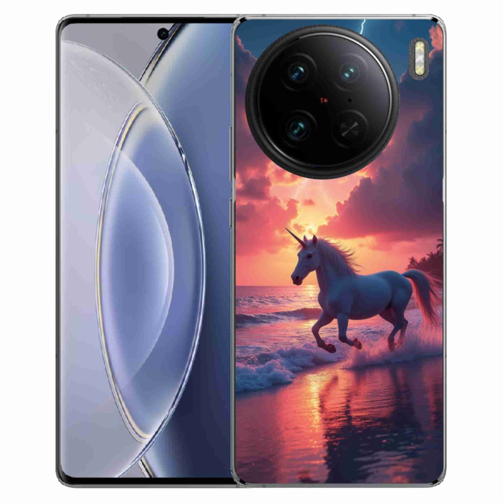 Gélový kryt mmCase na Vivo X90 Pro - jednorožec na pláži
