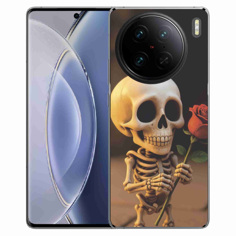 Gélový kryt mmCase na Vivo X90 Pro - kostlivec s ružou