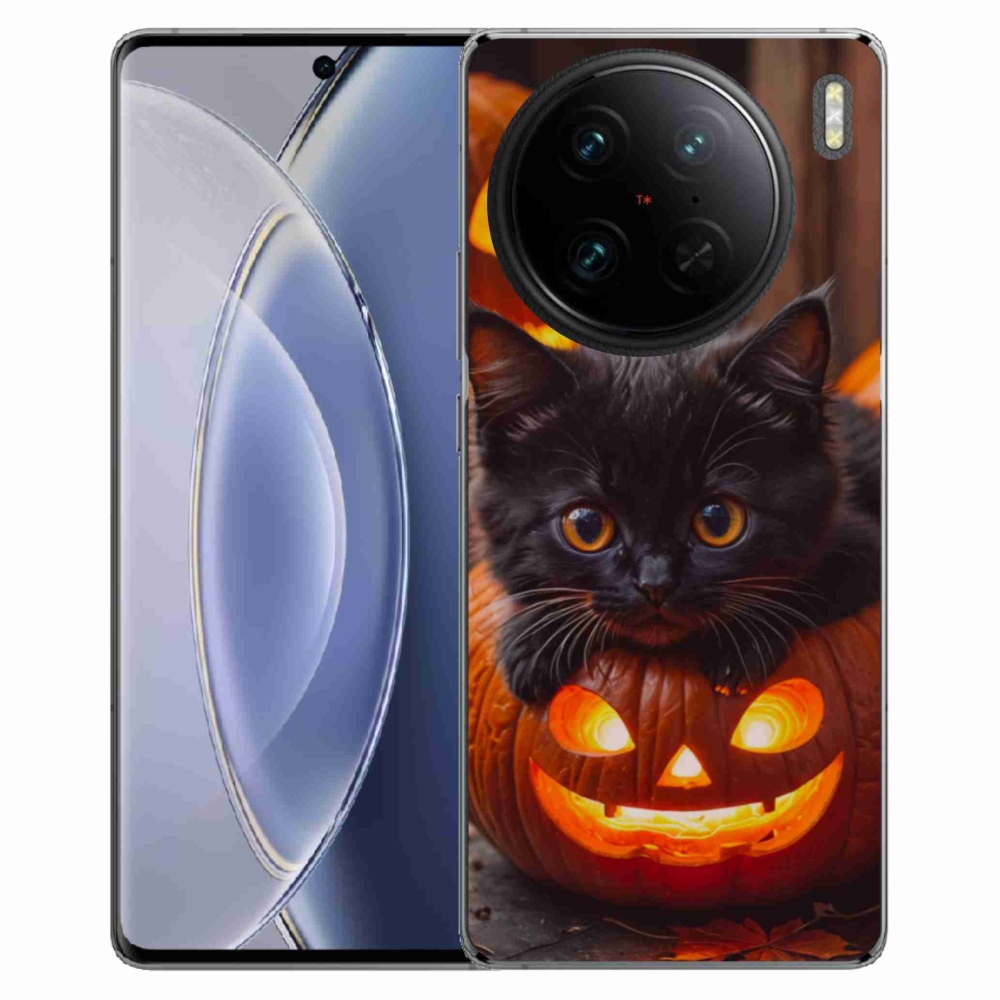 Gélový kryt mmCase na Vivo X90 Pro - mačiatko a tekvica