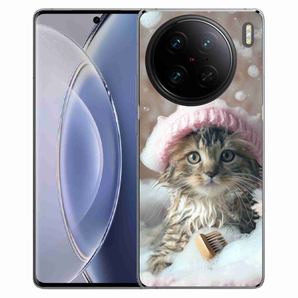 Gélový kryt mmCase na Vivo X90 Pro - mačiatko a kúpeľ