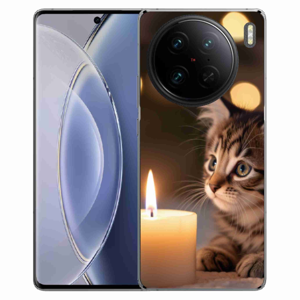 Gélový kryt mmCase na Vivo X90 Pro - mačiatko a sviečka