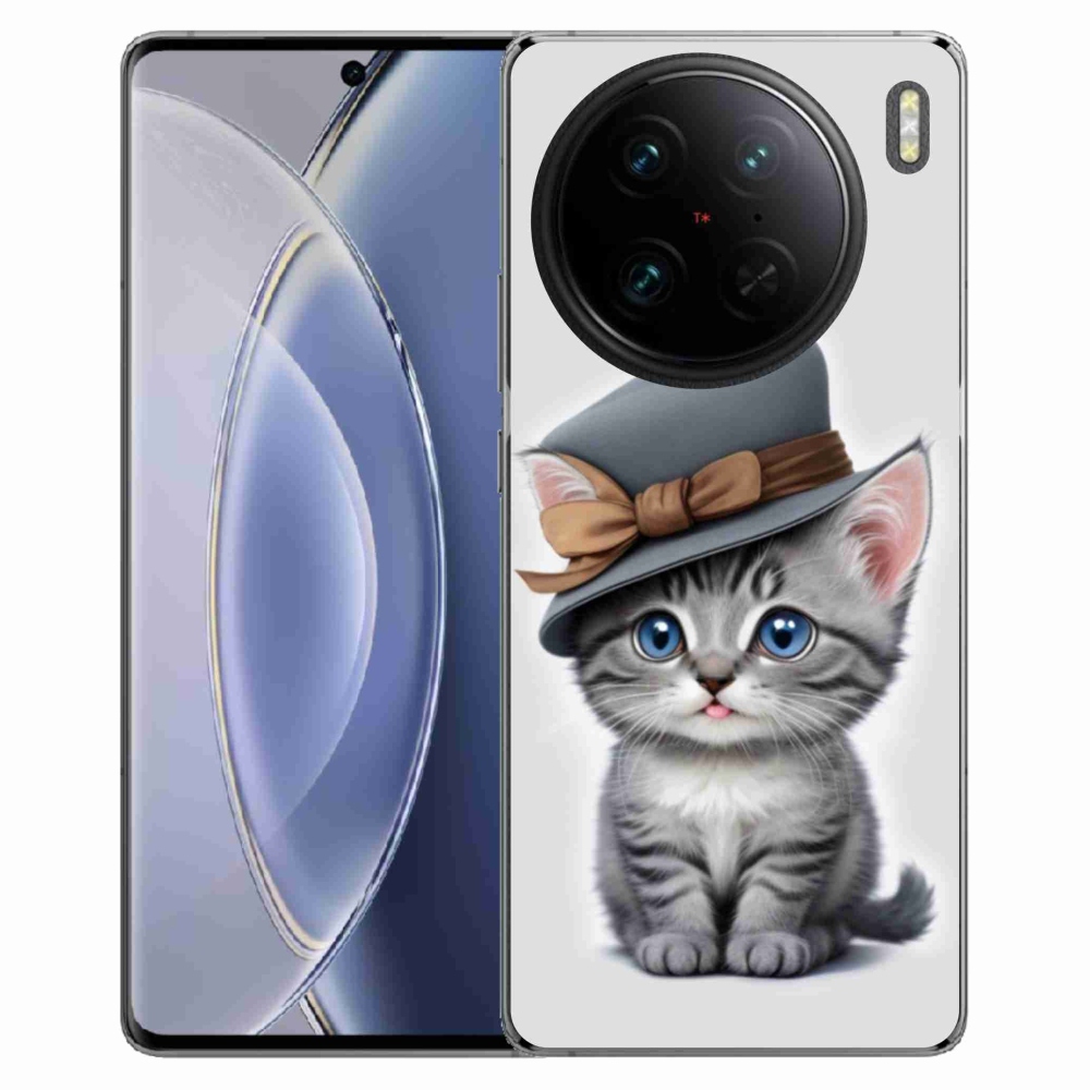 Gélový kryt mmCase na Vivo X90 Pro - mačiatko s klobúkom