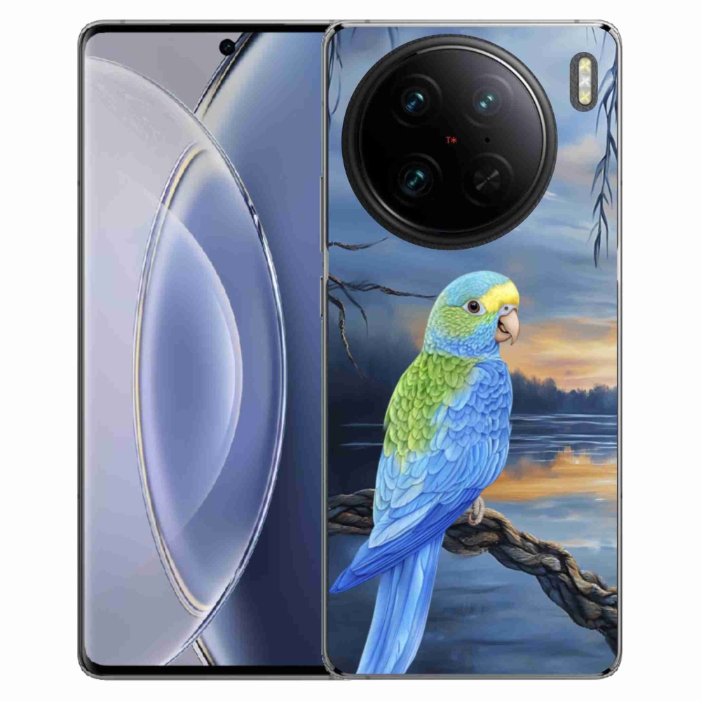 Gélový kryt mmCase na Vivo X90 Pro - modrý papagáj