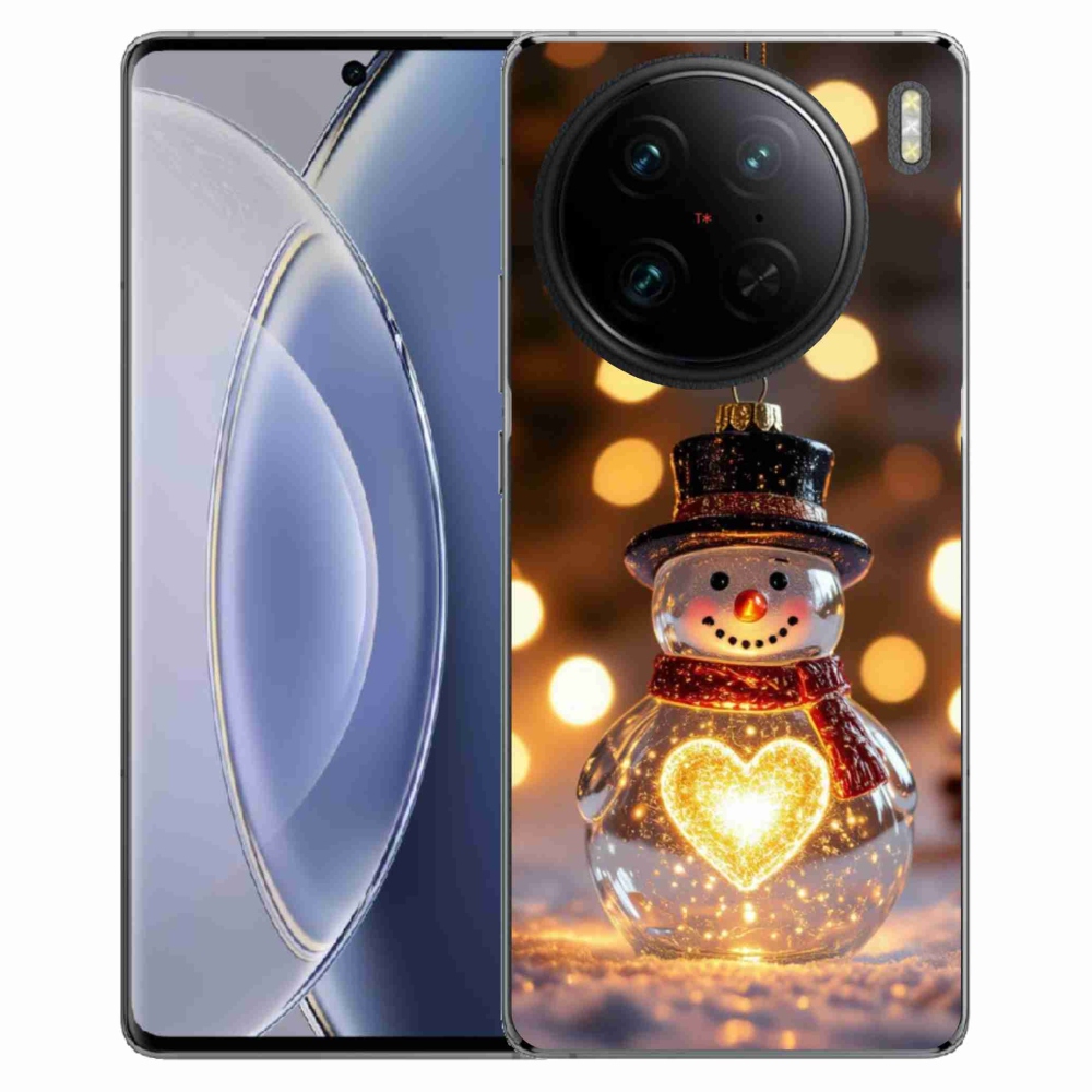 Gélový kryt mmCase na Vivo X90 Pro - svietiaci vianočný snehuliak