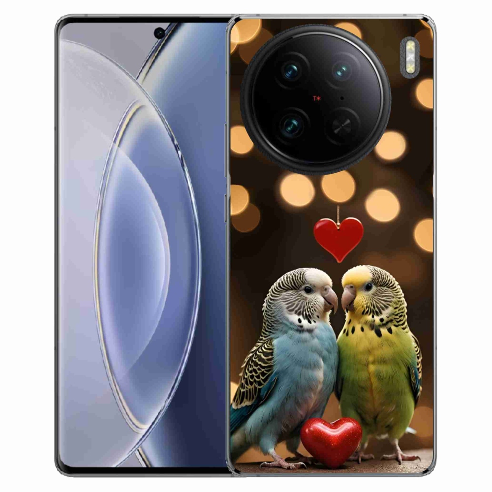Gélový kryt mmCase na Vivo X90 Pro - zamilovaní papagáje