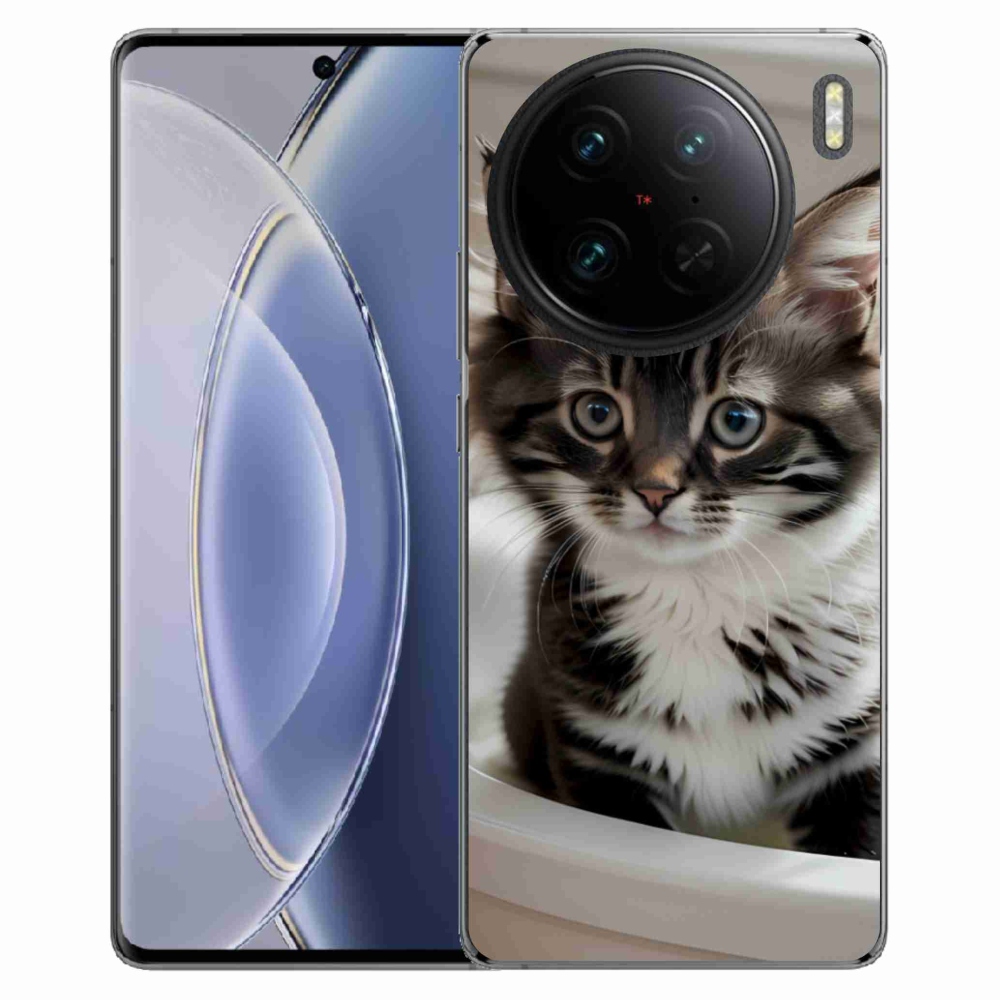 Gélový kryt mmCase na Vivo X90 Pro - zvedavé mačiatko