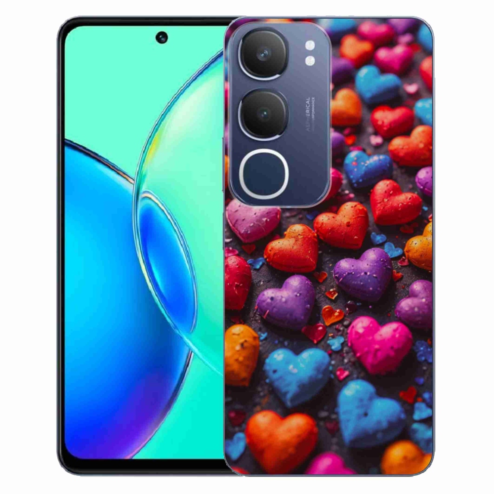 Gélový kryt mmCase na Vivo Y19S - farebné srdcia