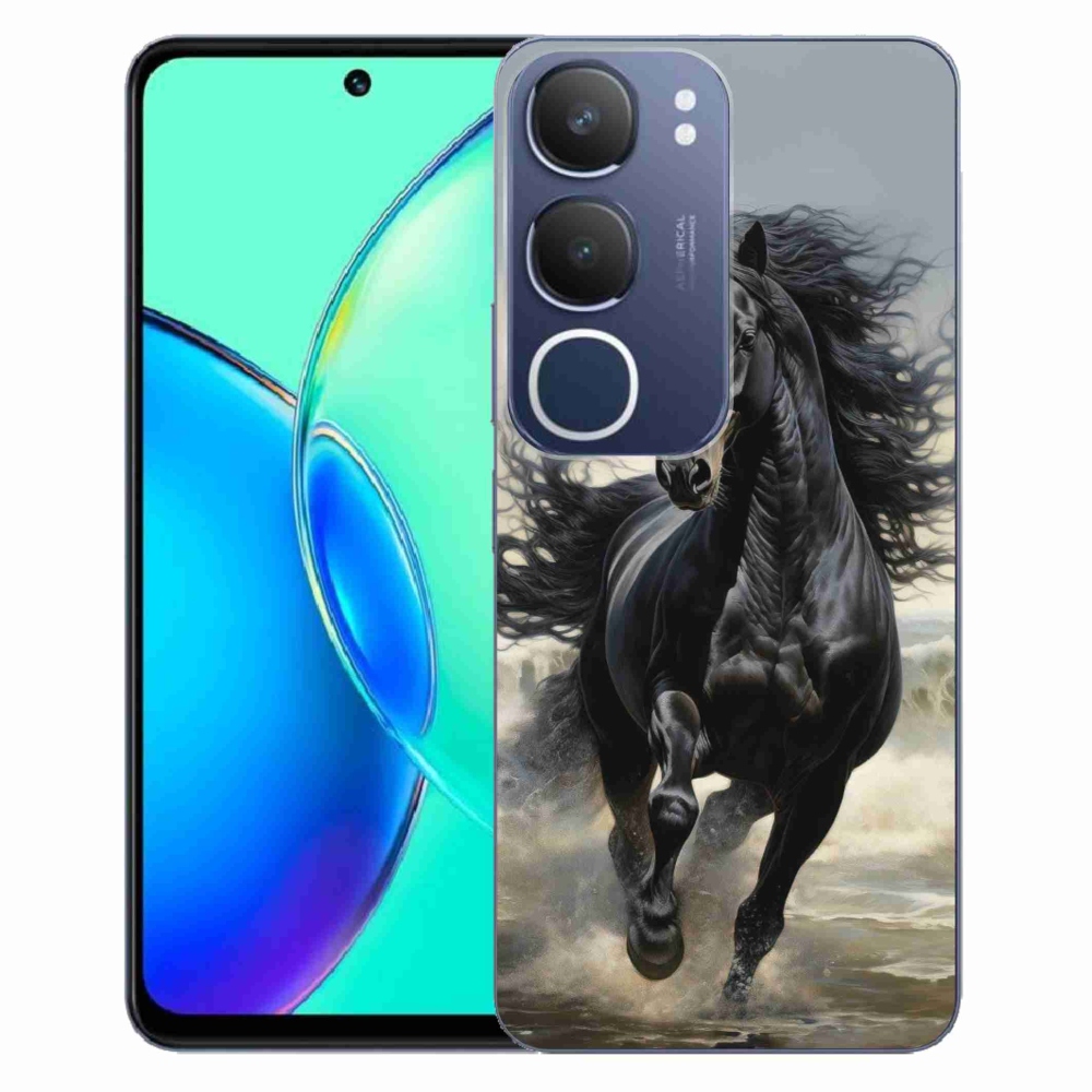 Gélový kryt mmCase na Vivo Y19S - bežiaci čierny kôň