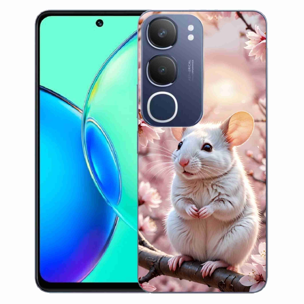 Gélový kryt mmCase na Vivo Y19S - biela myš na vetve