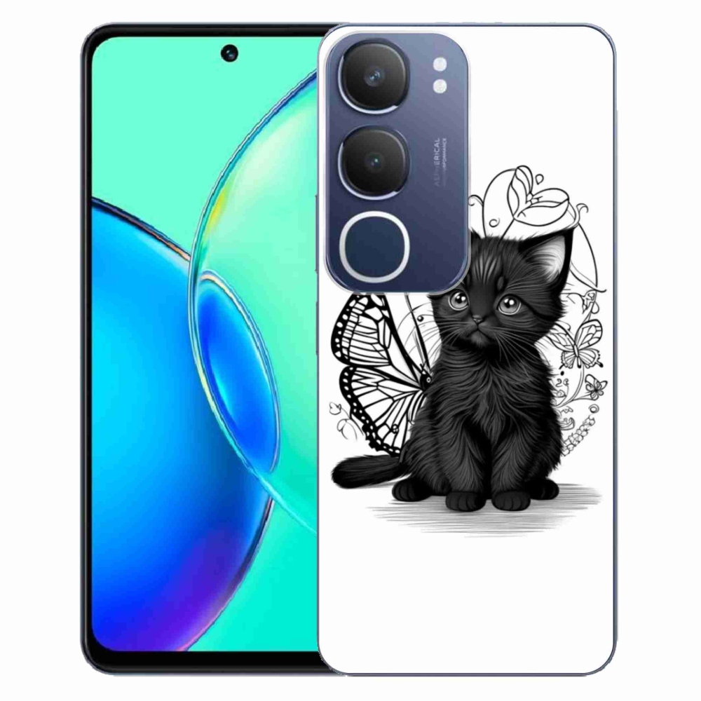 Gélový kryt mmCase na Vivo Y19S - čierne mačiatko