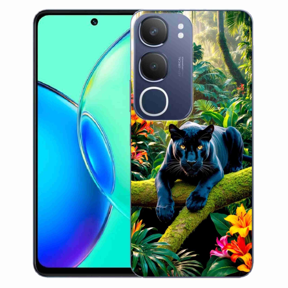 Gélový kryt mmCase na Vivo Y19S - čierny panter v džungli