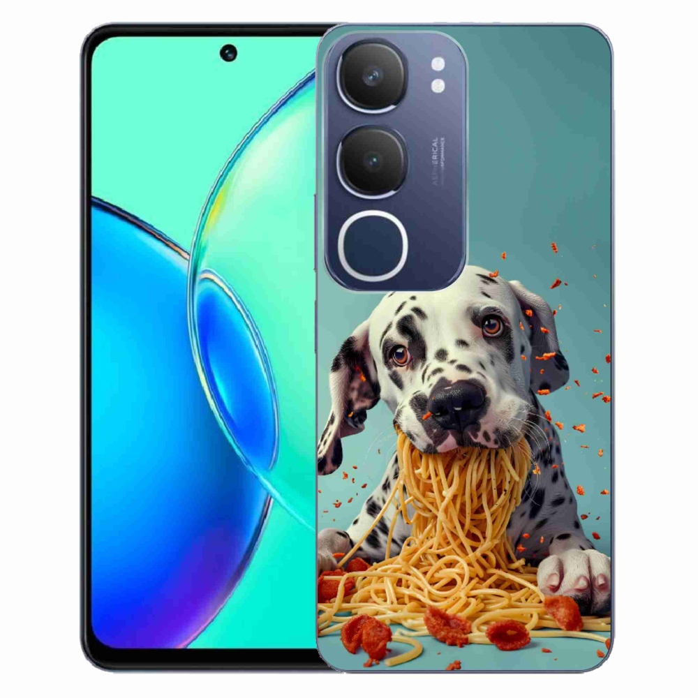 Gélový kryt mmCase na Vivo Y19S - dalmatín a špagety