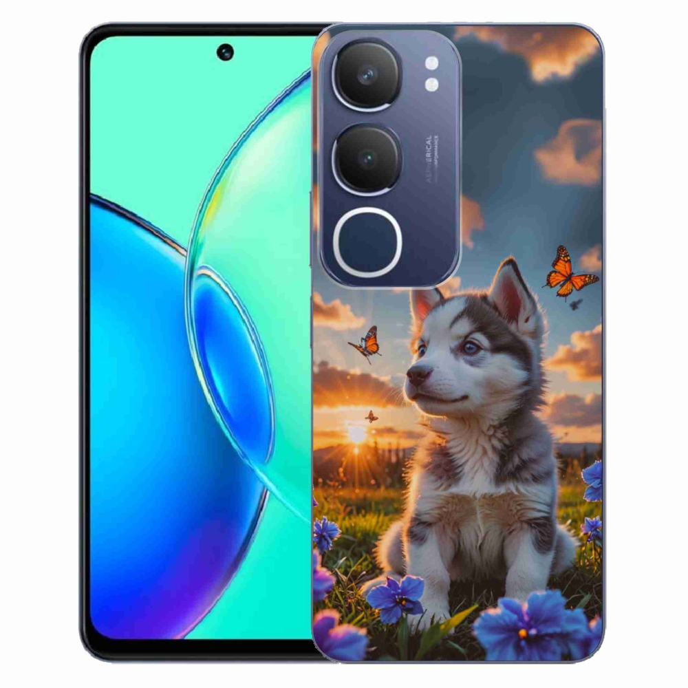 Gélový kryt mmCase na Vivo Y19S - husky pri západe slnka