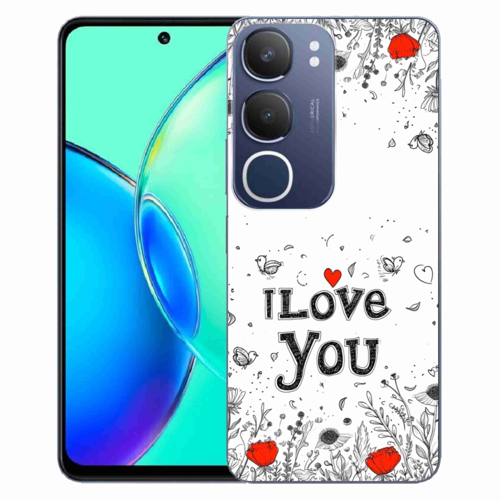 Gélový kryt mmCase na Vivo Y19S - I love you biele pozadie