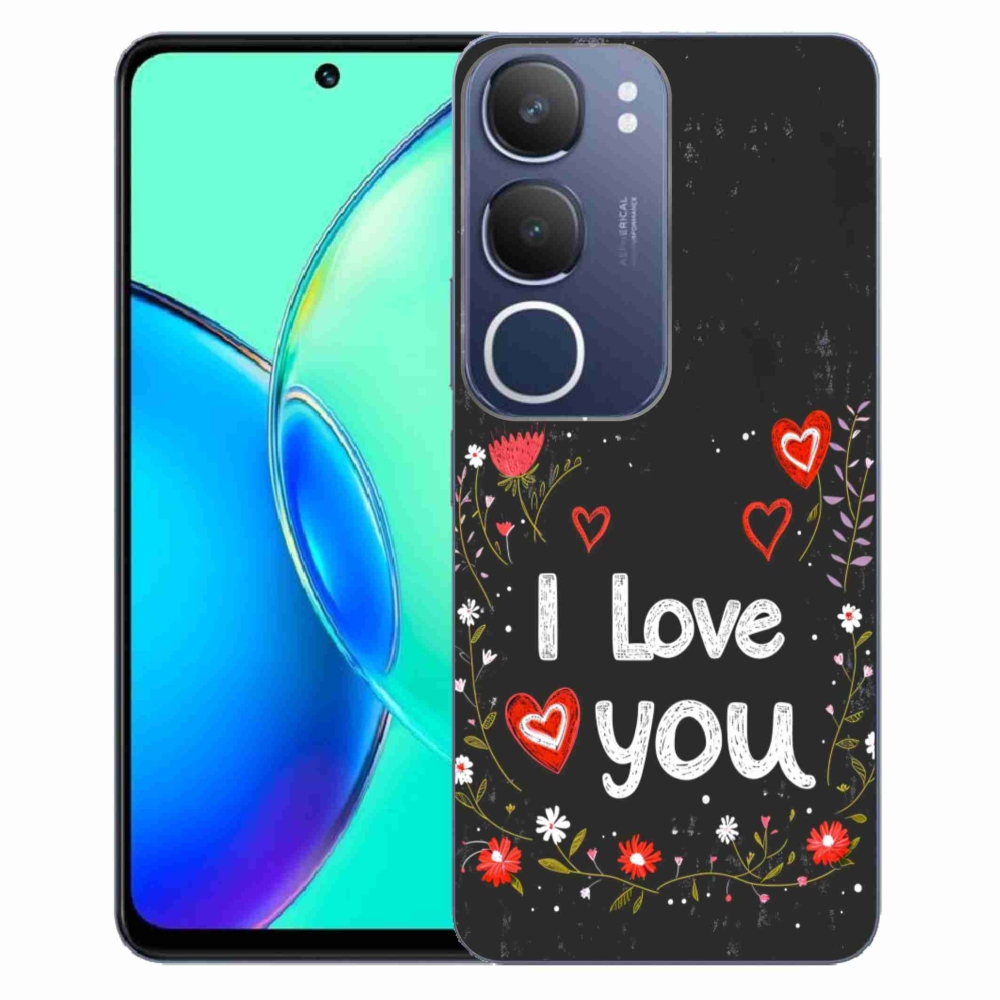Gélový kryt mmCase na Vivo Y19S - I love you čierne pozadie