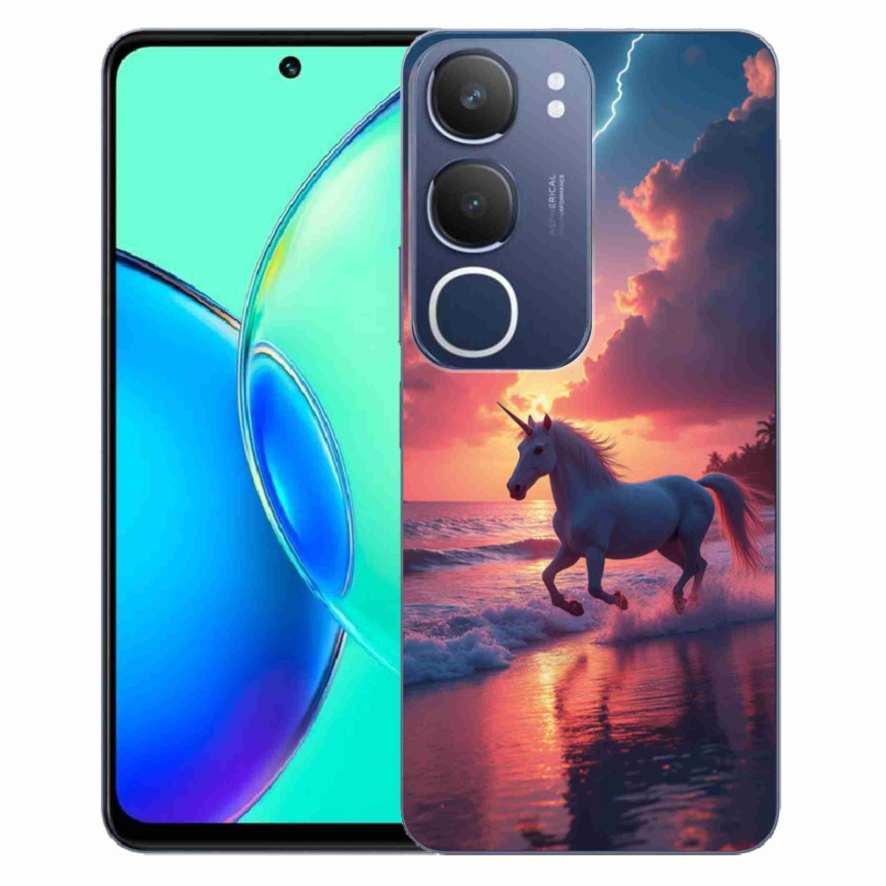 Gélový kryt mmCase na Vivo Y19S - jednorožec na pláži
