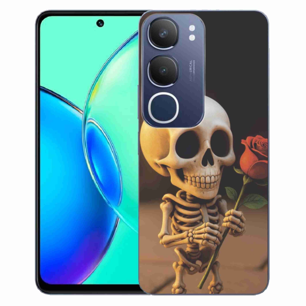 Gélový kryt mmCase na Vivo Y19S - kostlivec s ružou