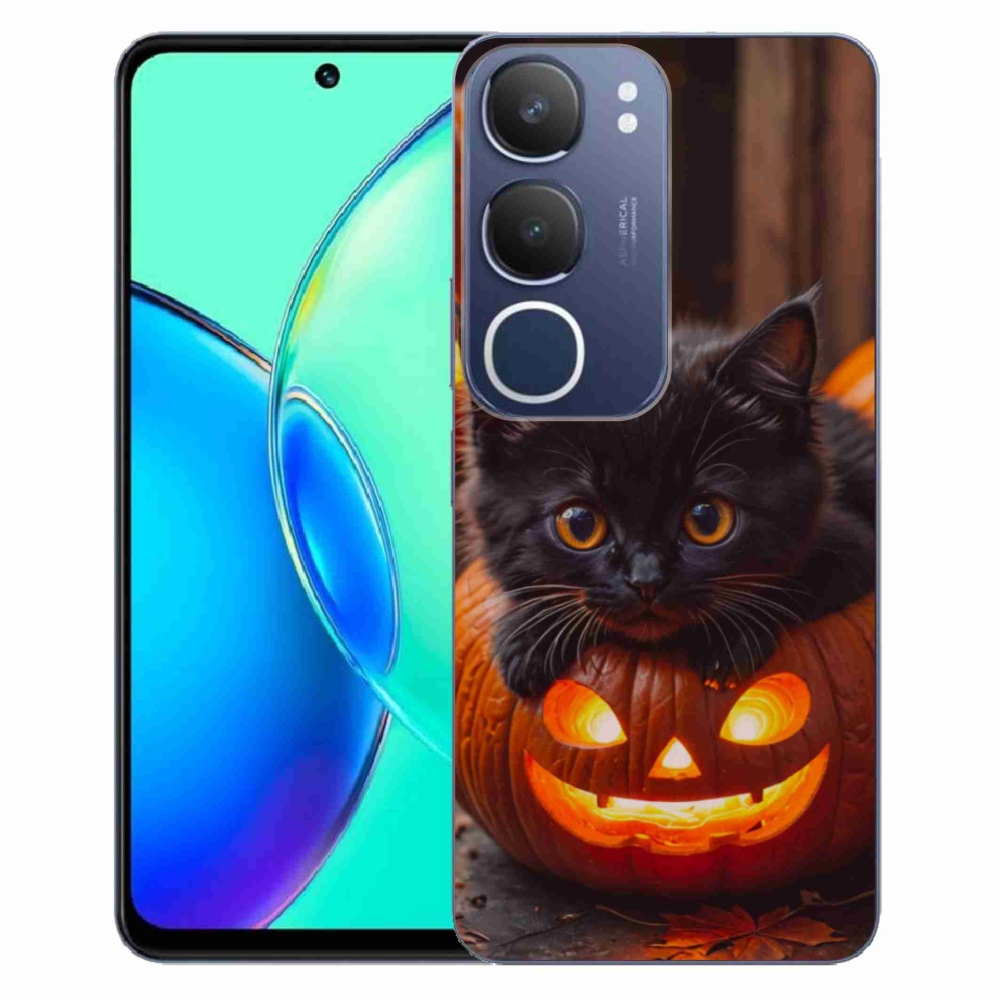 Gélový kryt mmCase na Vivo Y19S - mačiatko a tekvica