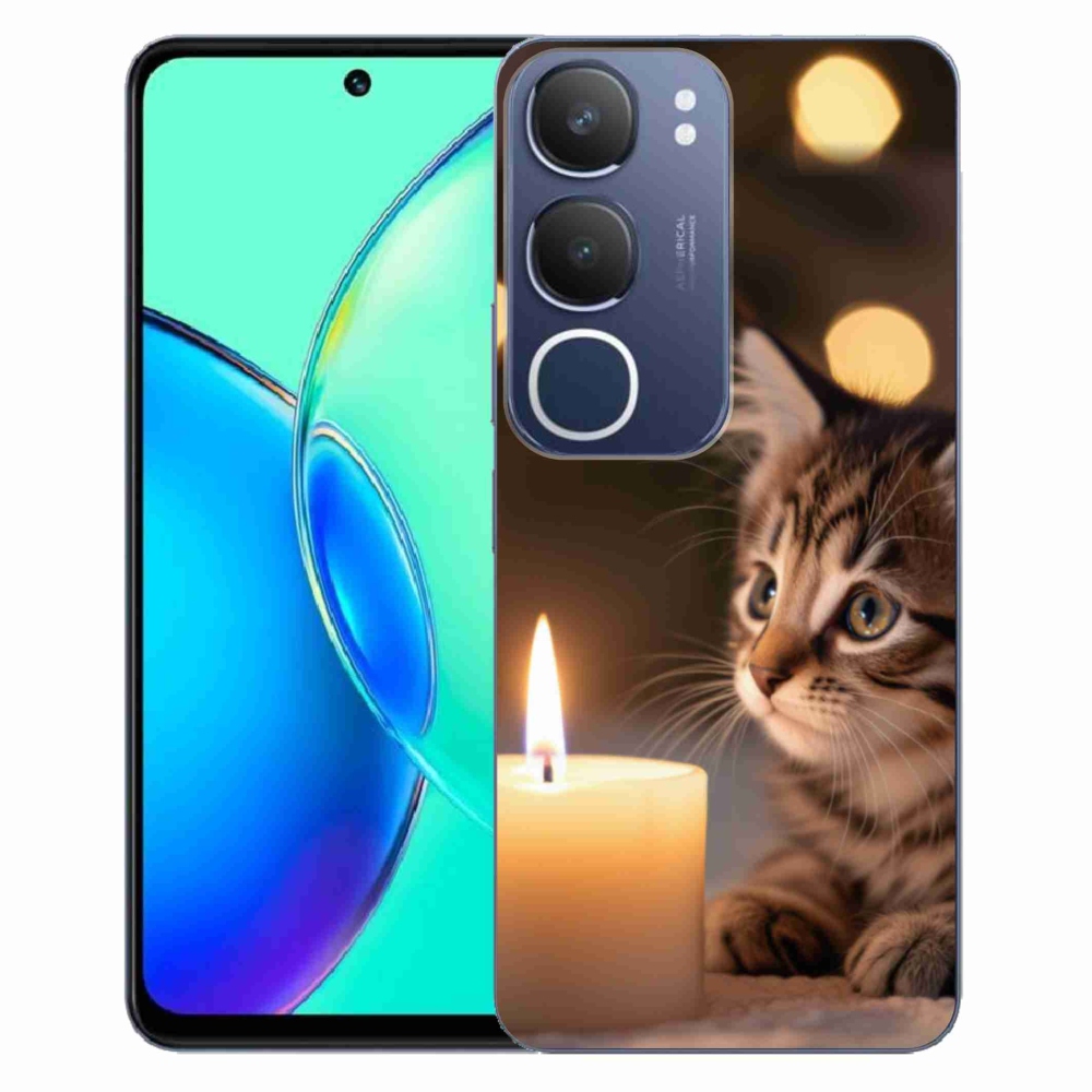 Gélový kryt mmCase na Vivo Y19S - mačiatko a sviečka
