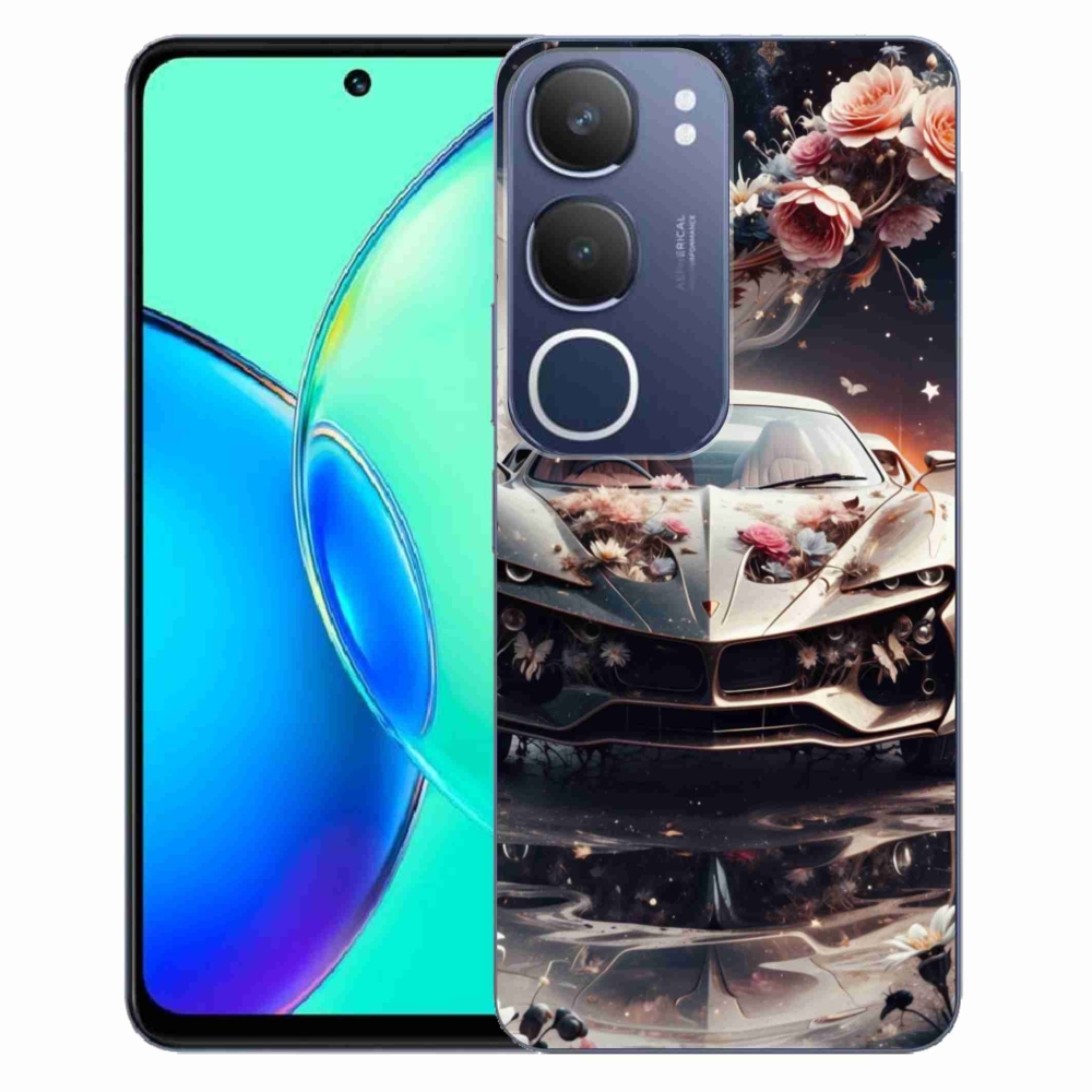 Gélový kryt mmCase na Vivo Y19S - kvetinový športový automobil