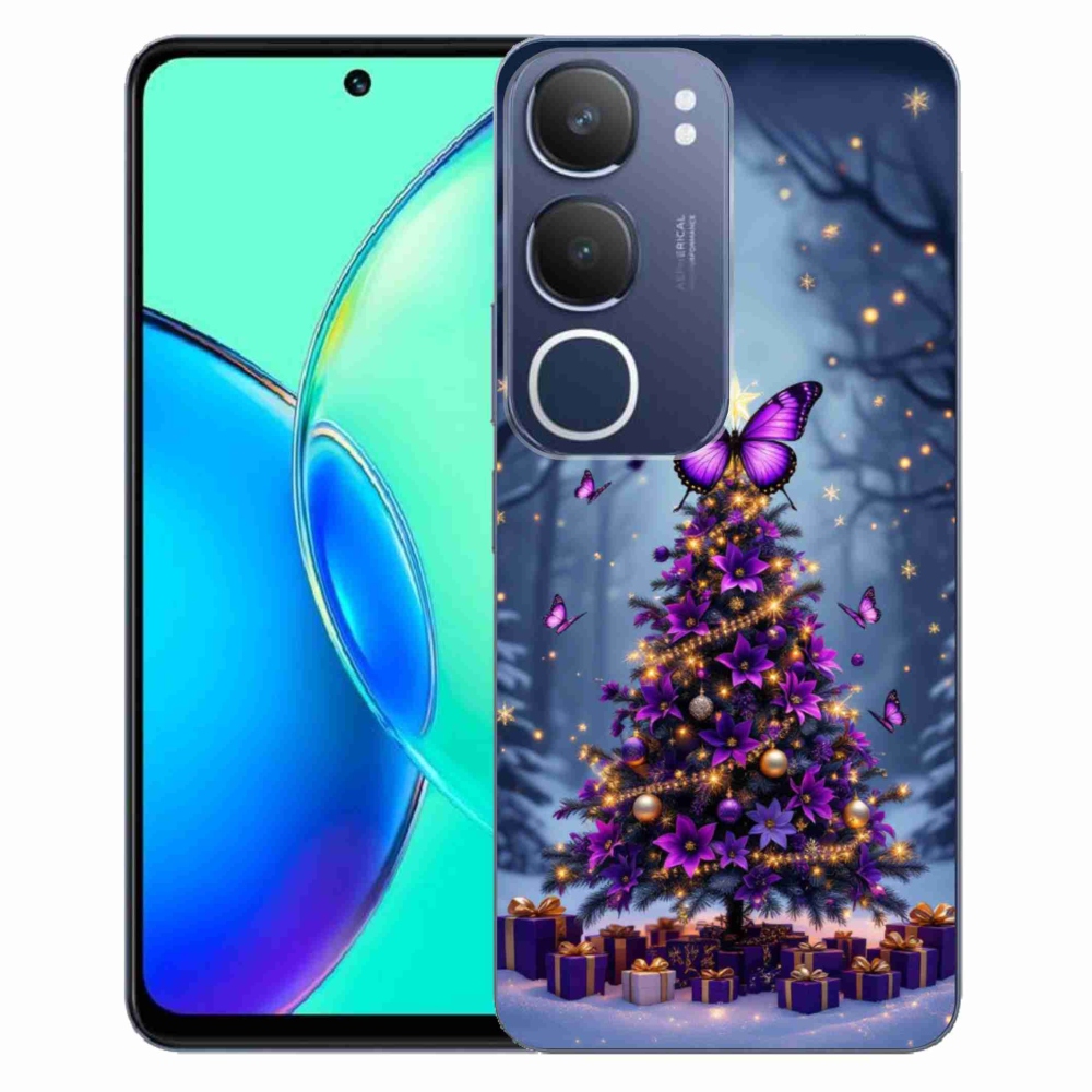 Gélový kryt mmCase na Vivo Y19S - motýlí vianočný stromček