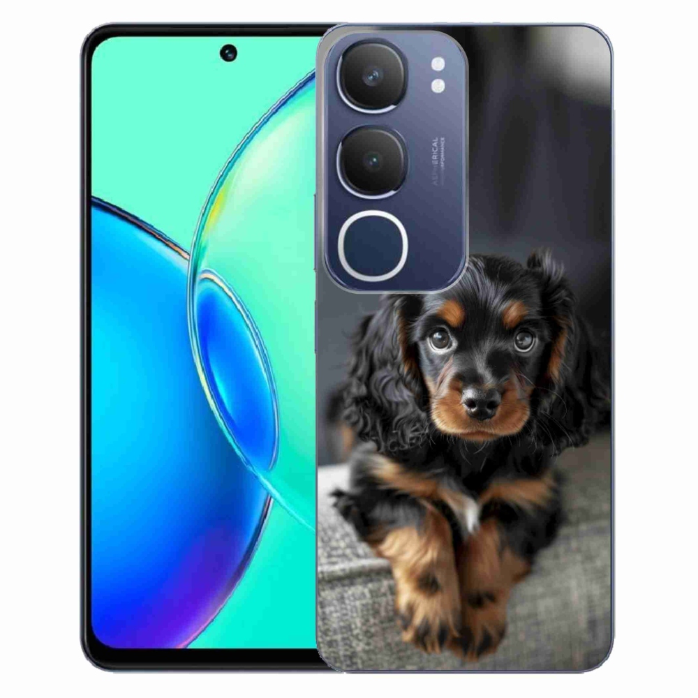 Gélový kryt mmCase na Vivo Y19S - roztomilý dlhosrstý jazvečík