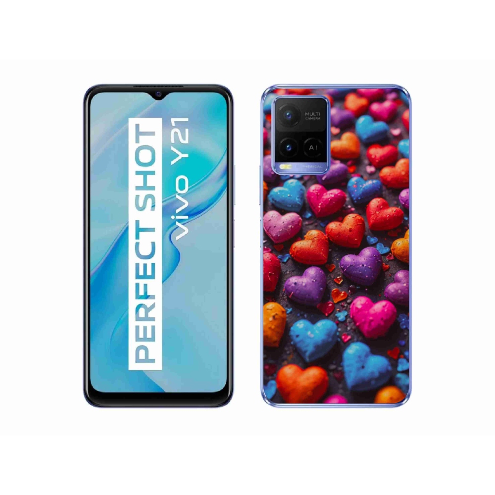Gélový kryt mmCase na Vivo Y21/Y21s/Y33s - farebné srdcia