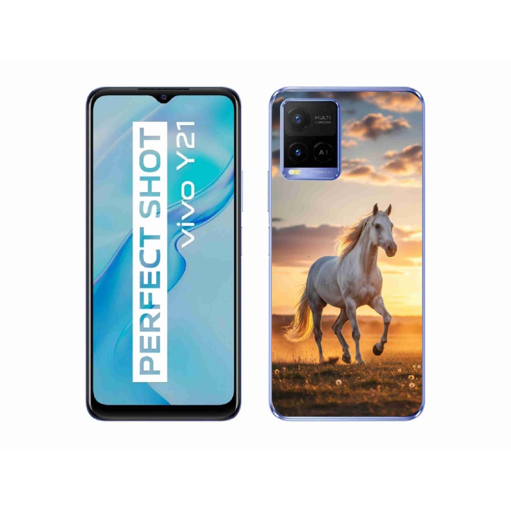 Gélový kryt mmCase na Vivo Y21/Y21s/Y33s - bežiaci biely kôň 2