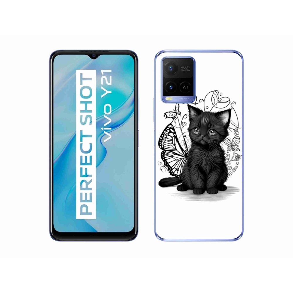 Gélový kryt mmCase na Vivo Y21/Y21s/Y33s - čierne mačiatko