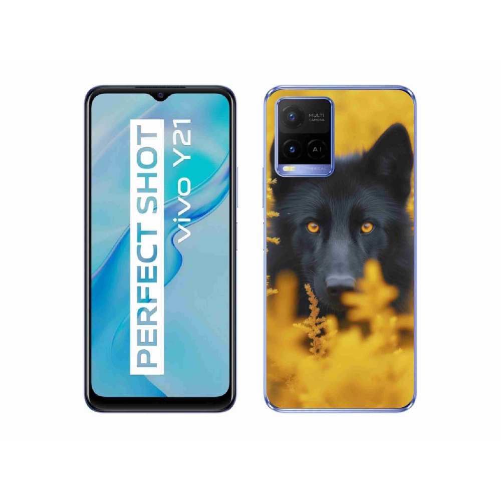 Gélový kryt mmCase na Vivo Y21/Y21s/Y33s - čierny vlk 2