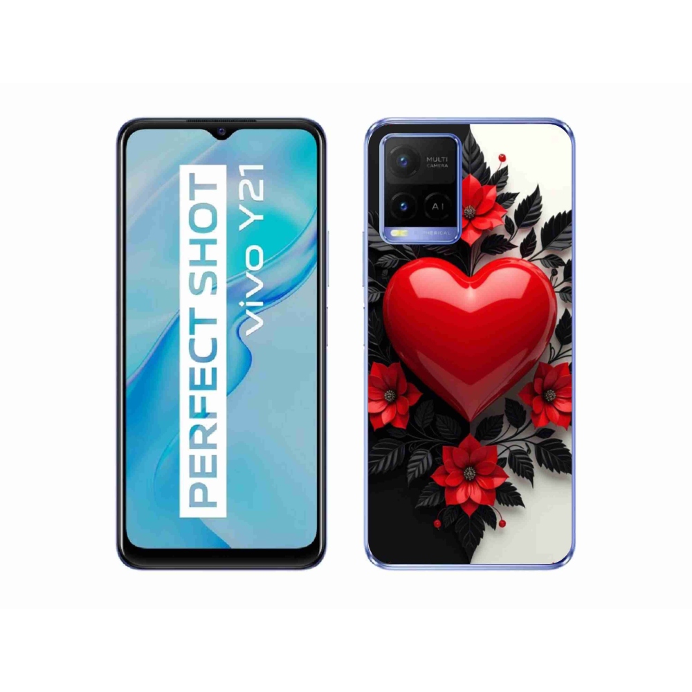 Gélový kryt mmCase na Vivo Y21/Y21s/Y33s - červené srdce