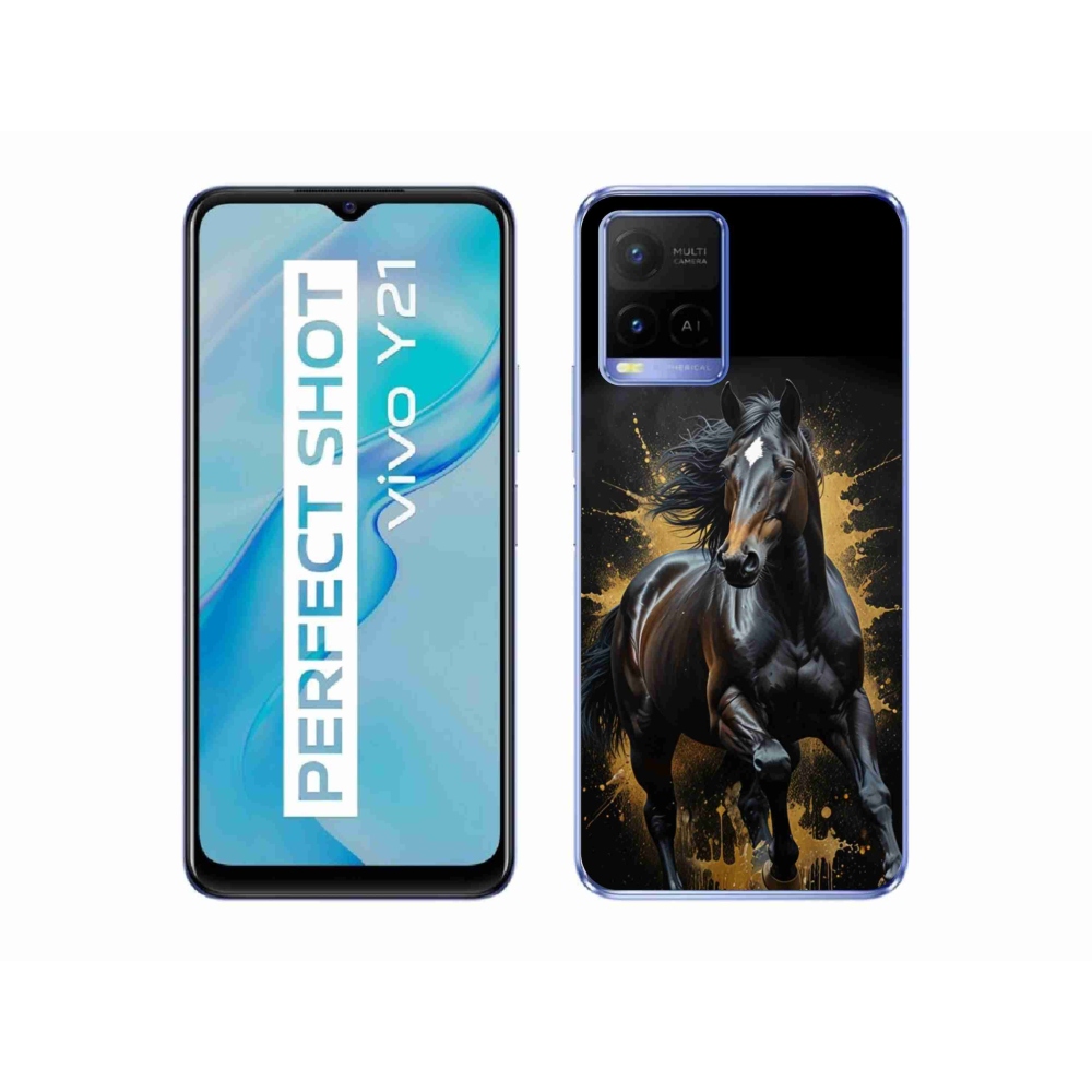 Gélový kryt mmCase na Vivo Y21/Y21s/Y33s - elegantný čierny žrebec