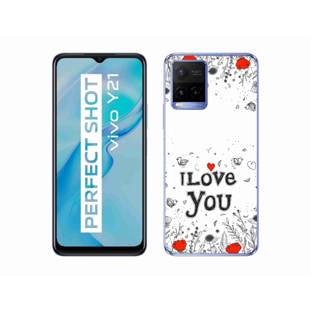 Gélový kryt mmCase na Vivo Y21/Y21s/Y33s - I love you biele pozadie