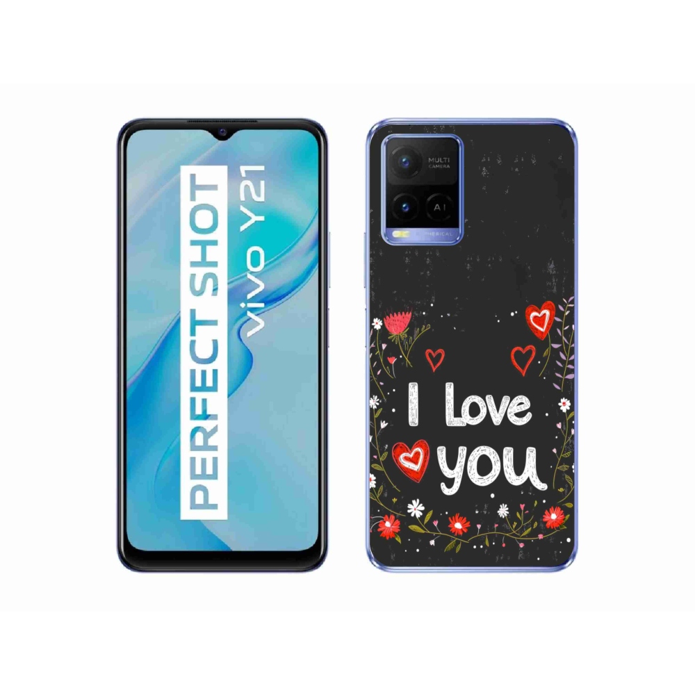Gélový kryt mmCase na Vivo Y21/Y21s/Y33s - I love you čierne pozadie