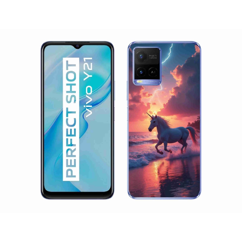 Gélový kryt mmCase na Vivo Y21/Y21s/Y33s - jednorožec na pláži