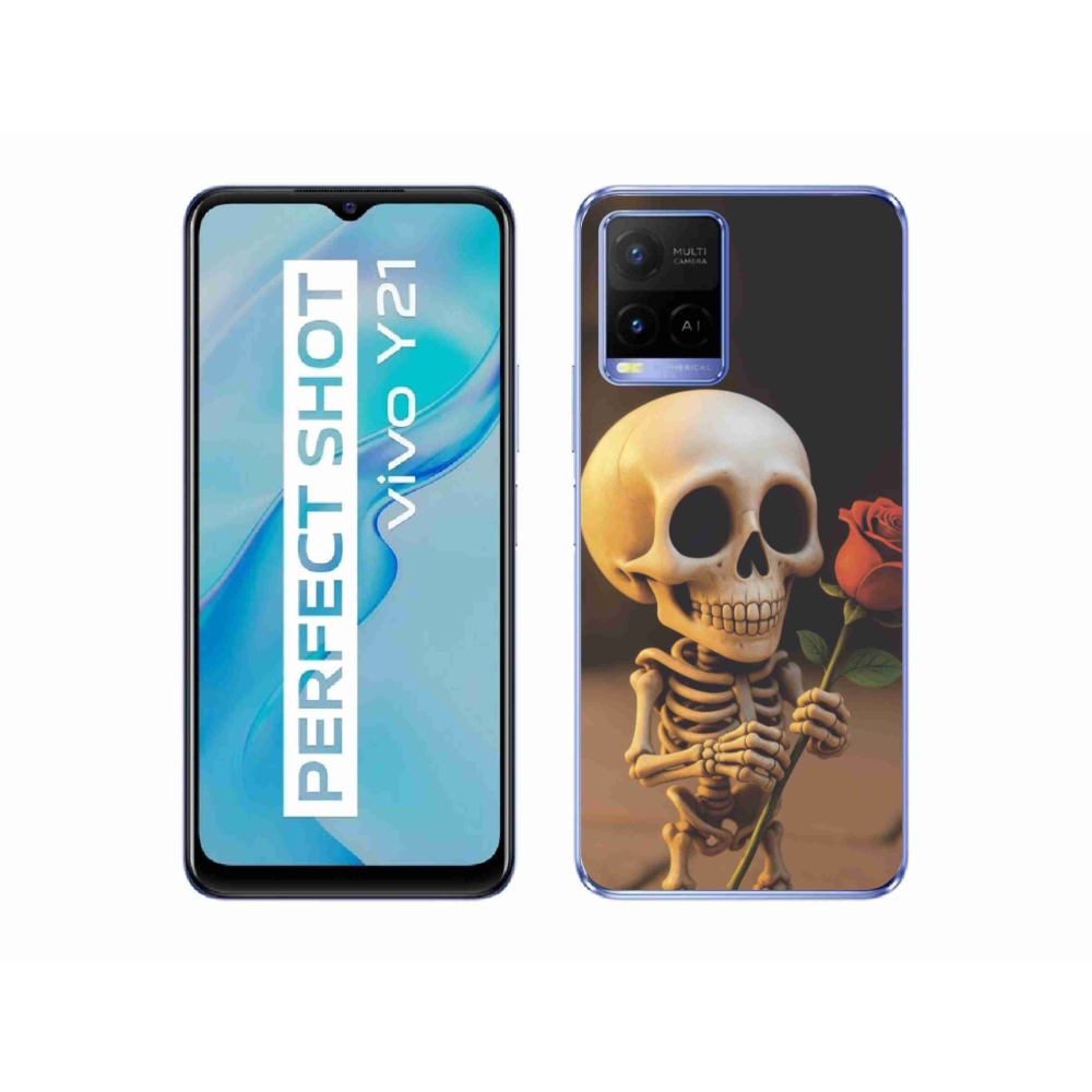 Gélový kryt mmCase na Vivo Y21/Y21s/Y33s - kostlivec s ružou