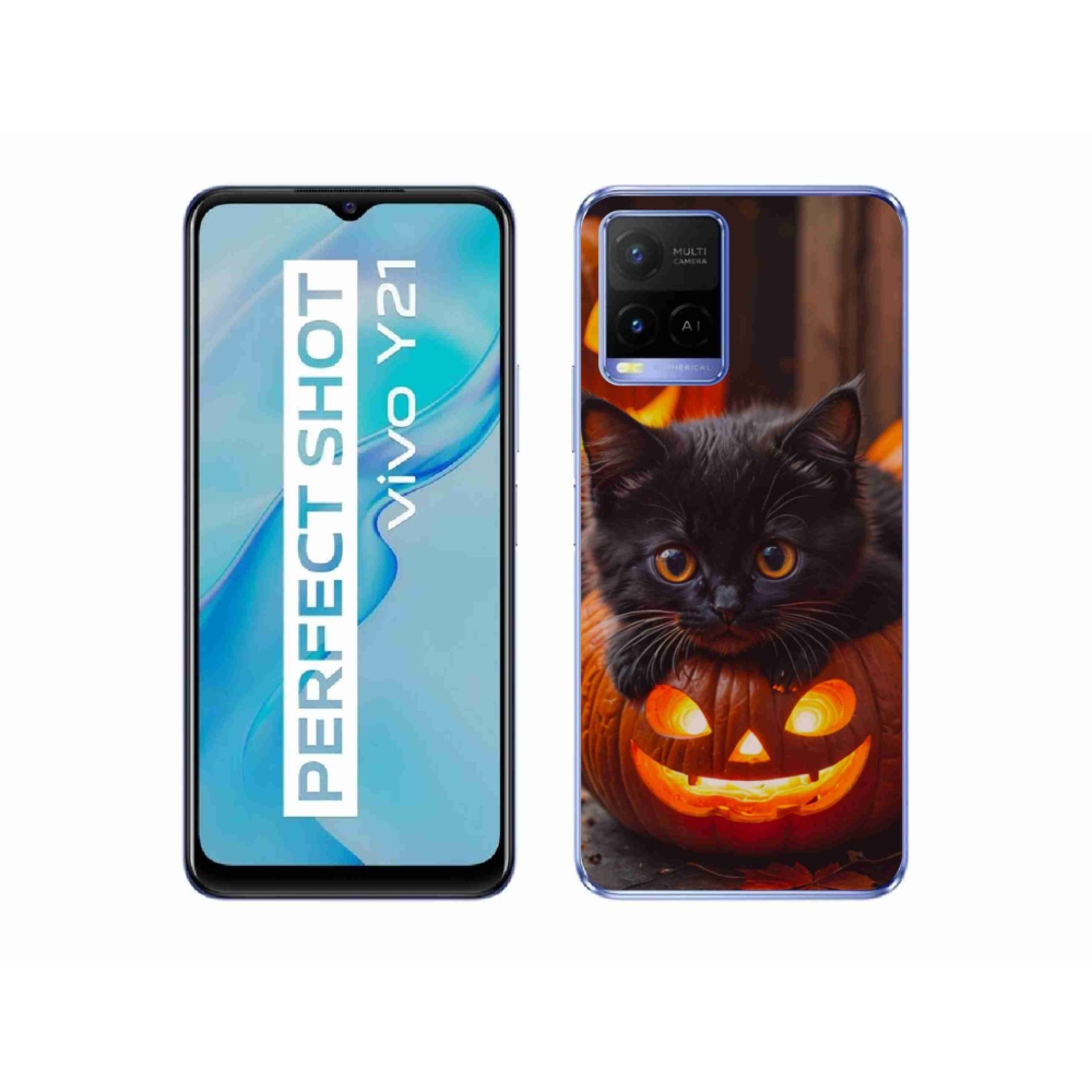 Gélový kryt mmCase na Vivo Y21/Y21s/Y33s - mačiatko a tekvica