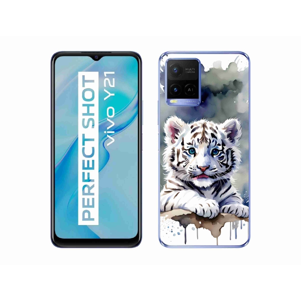 Gélový kryt mmCase na Vivo Y21/Y21s/Y33s - mláďa bieleho tigra