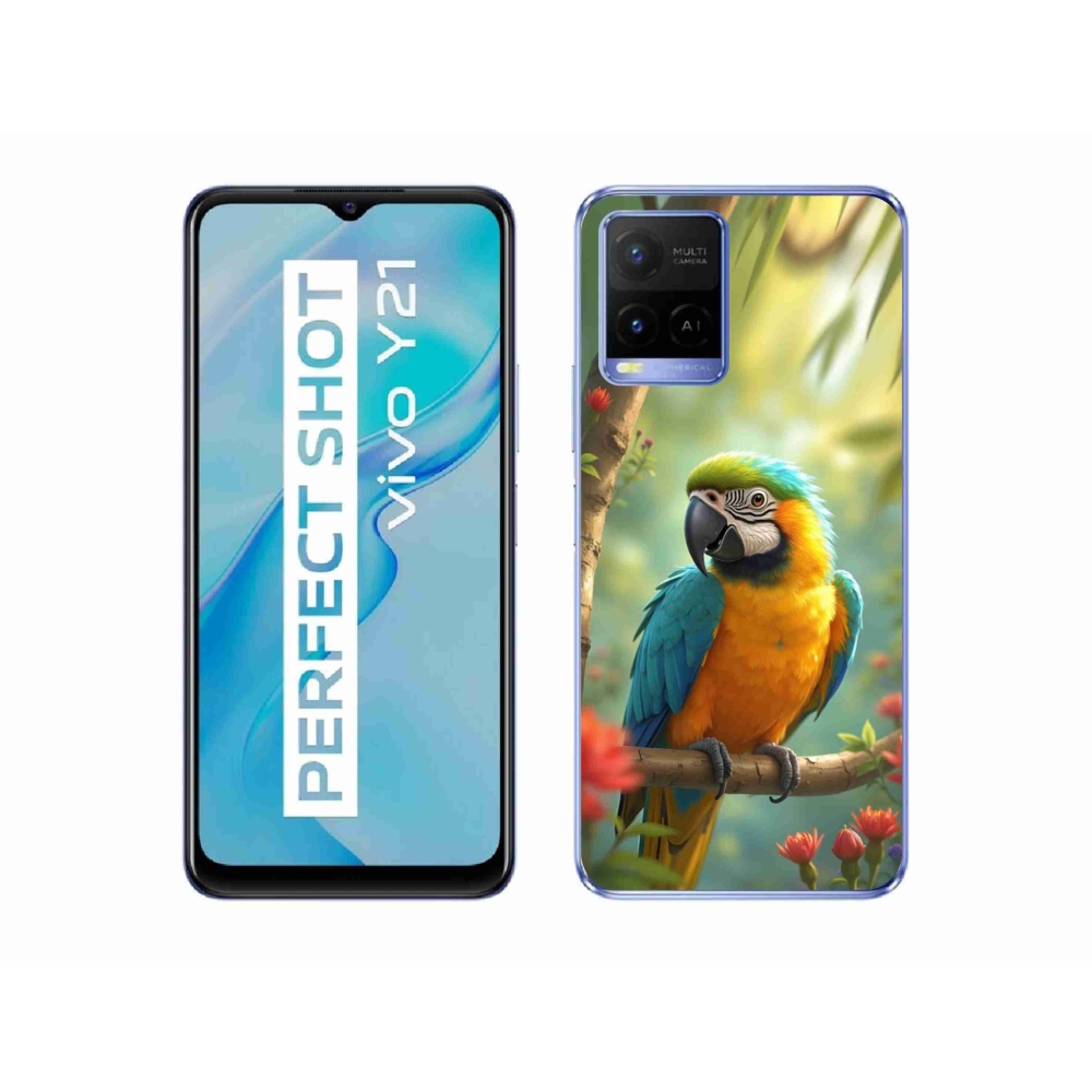 Gélový kryt mmCase na Vivo Y21/Y21s/Y33s - papagáj ara modrožltá
