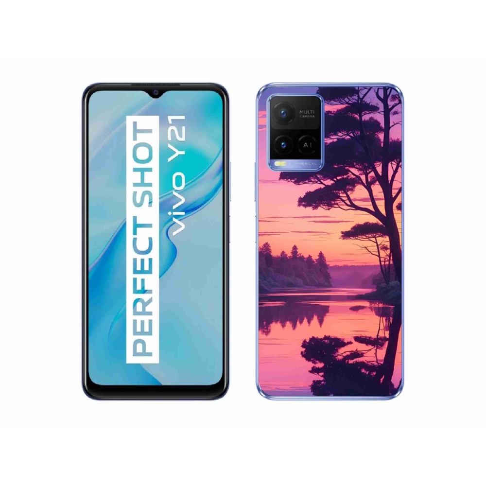 Gélový kryt mmCase na Vivo Y21/Y21s/Y33s - západ slnka nad jazerom