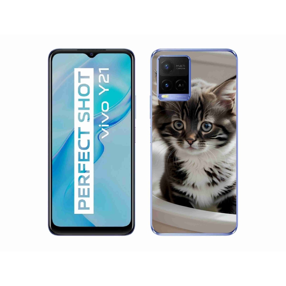 Gélový kryt mmCase na Vivo Y21/Y21s/Y33s - zvedavé mačiatko