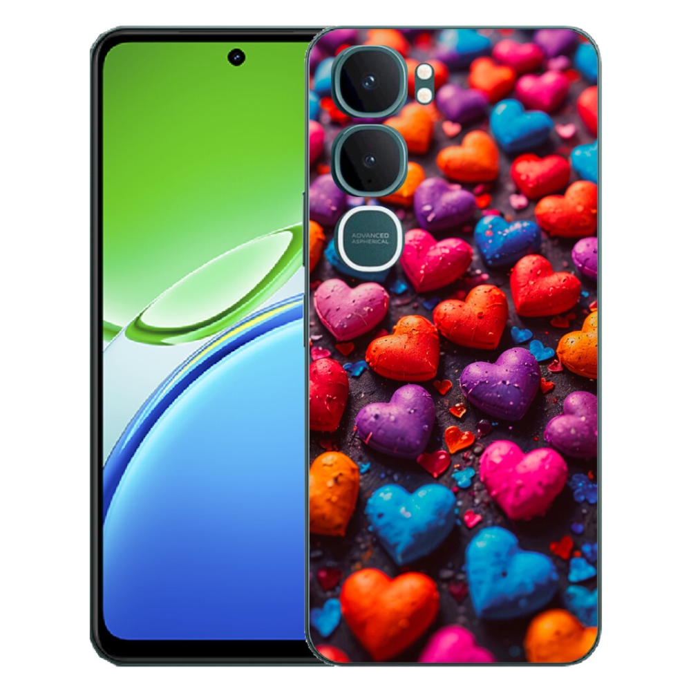 Gélový kryt mmCase na Vivo Y21d - farebné srdcia